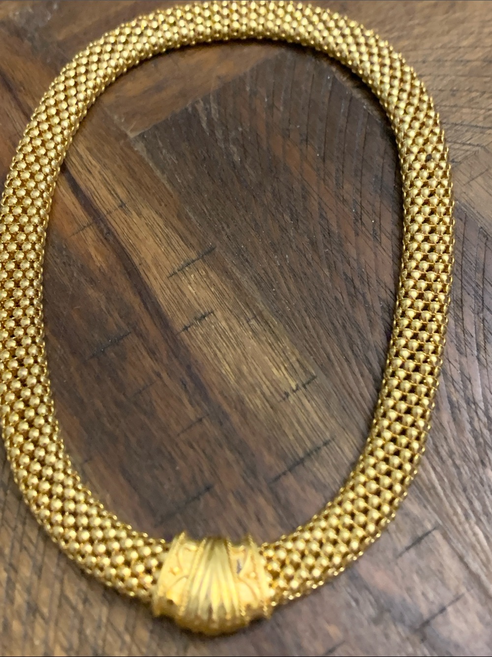 Vintage Gold Mesh Statement Shocker Necklace
